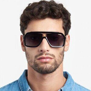 CARRERA 1053/S 00WM A8 Sunglasses Black/Beige Aviator Frame, Brown Lenses